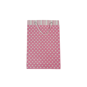 Pink White Dot carry bag (14*10)